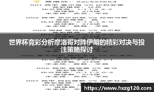 世界杯竞彩分析摩洛哥对阵伊朗的精彩对决与投注策略探讨